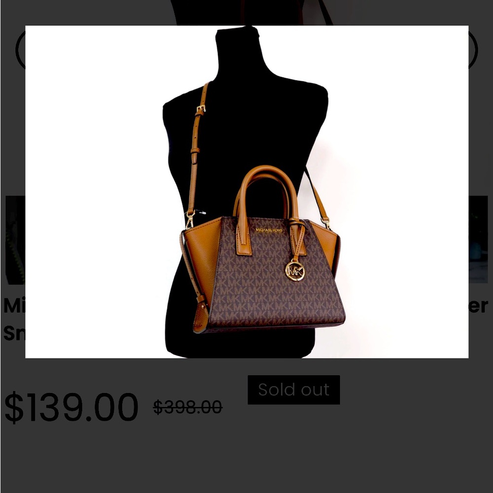Micheal Kors Avril signature leather brown bag